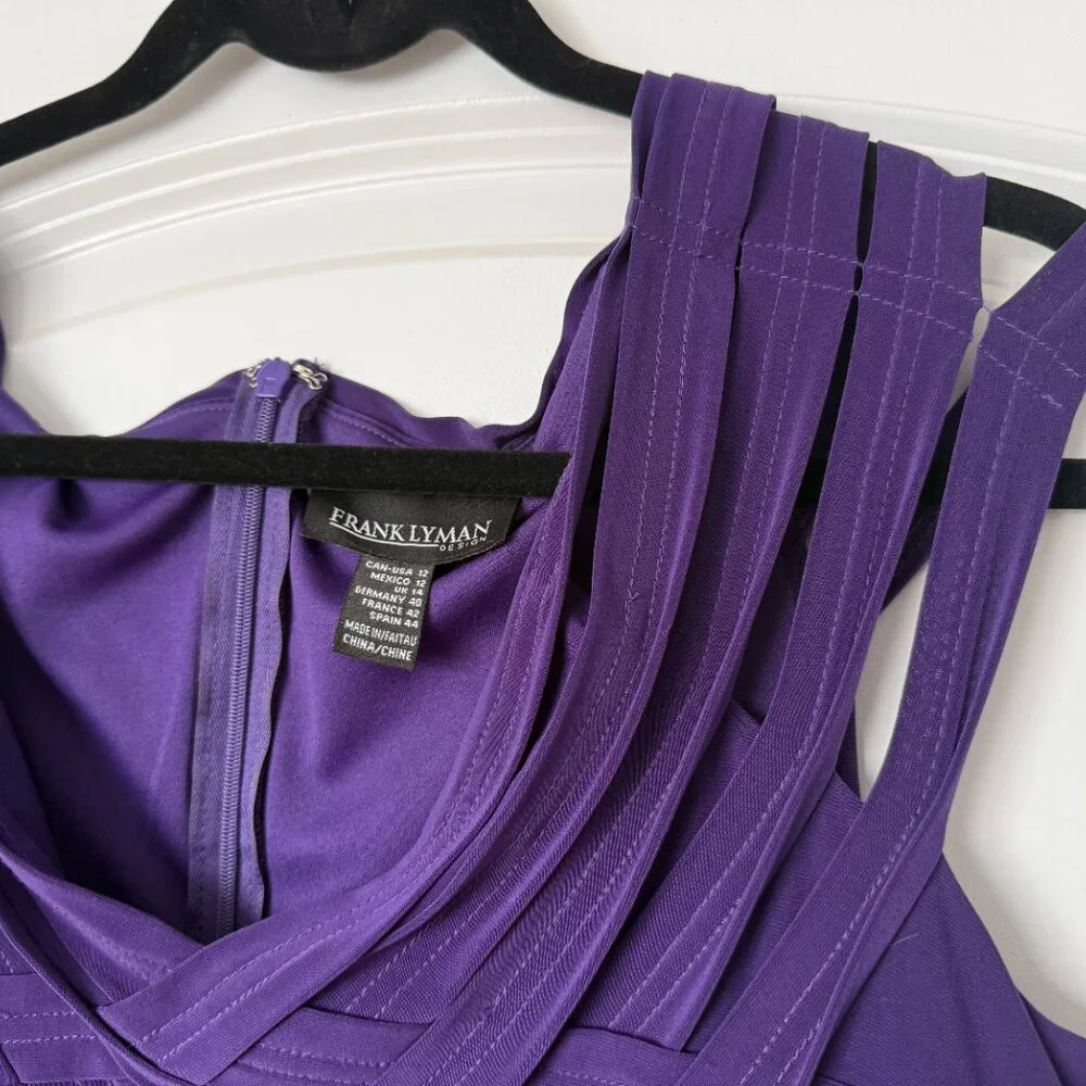 👗 2 fo $30 | Purple Layered Cocktail Dress | Frank Lyman | Great Condition - Picture 4 of 7